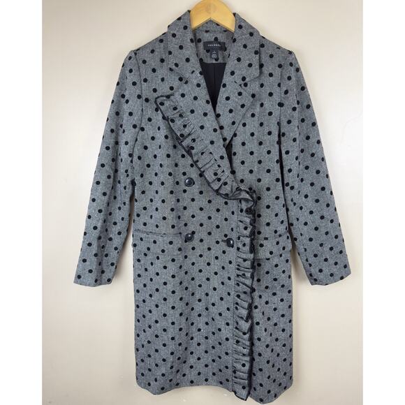 Halogen Jackets & Blazers - Halogen Women’s Polka Dot Ruffled Trench Coat Double Breasted Size S Petite